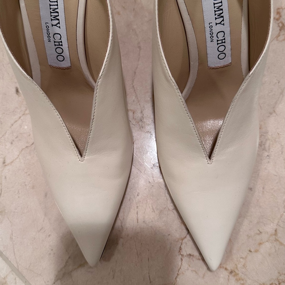 Jimmy Choo Cream Pointed-Toe Heels
